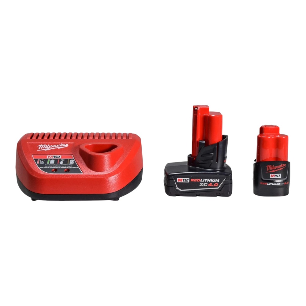 Milwaukee M12 12V Lithium-Ion 4.0 Ah & 2.0 Ah Battery Charger Kit 48-59-2424 NEW